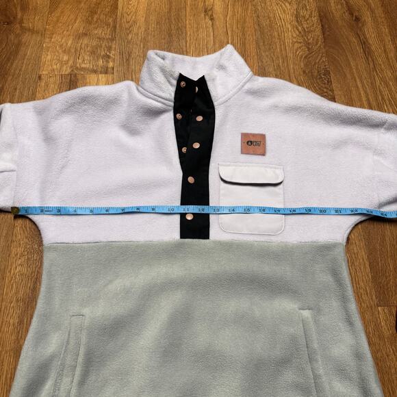 Picture Organic Arcca 1/4 Snap Fleece Sweatshirt Gray Lavender Womens Size Large - Picture 11 of 12